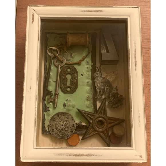 Vintage German Shadow Box Display With Germany Skeleton Key Light‎ Switch Cover